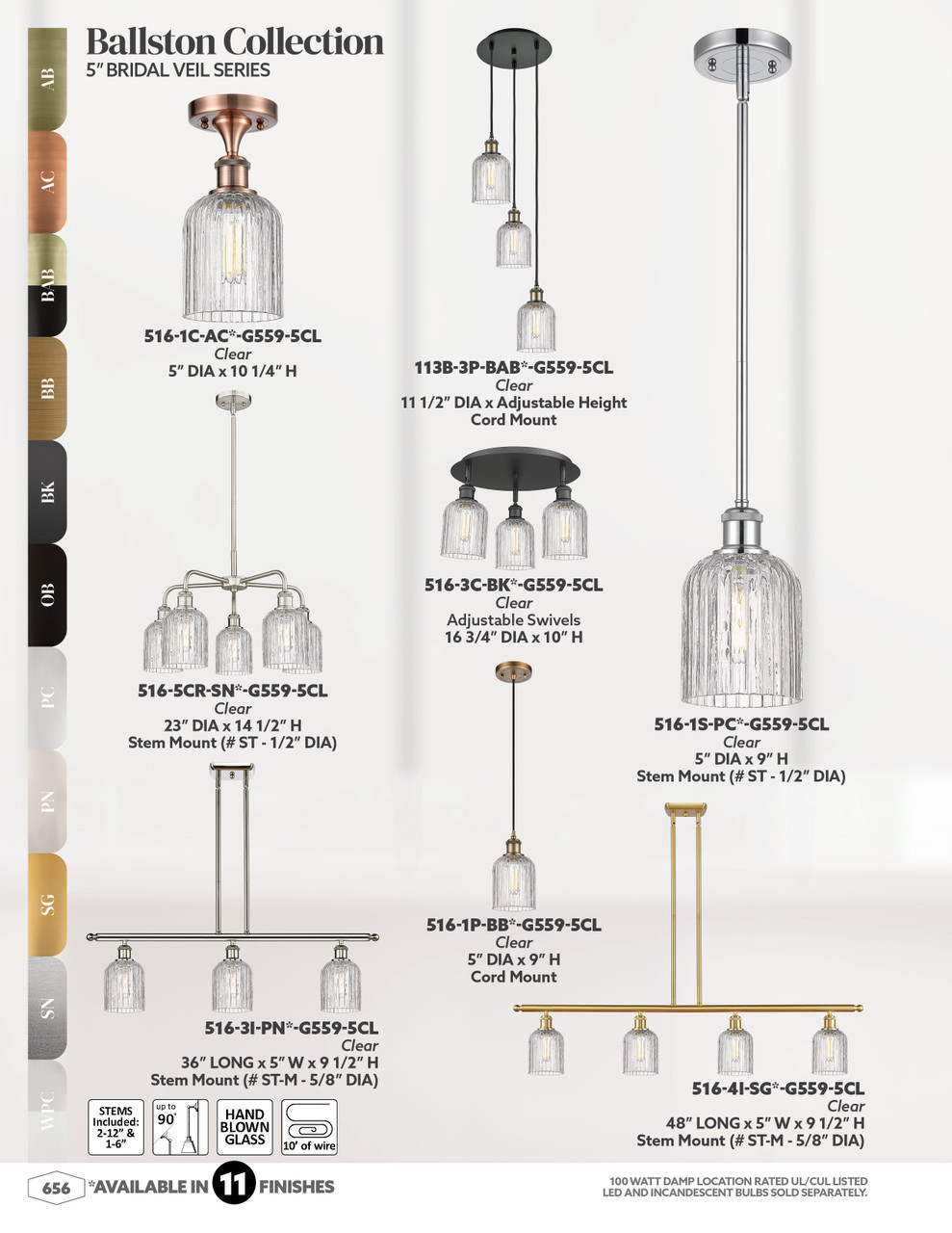 INNOVATIONS 516-3C-BK-G559-8BL Bridal Veil 3-Light Flush Mount Matte Black