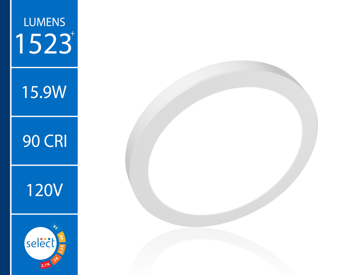 NICOR LIGHTING DSE113120SRDWH DSE 11-inch White Round Selectable LED Surface Mount Downlight