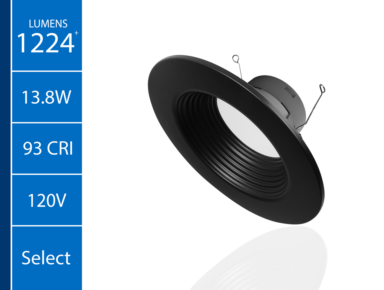 NICOR LIGHTING DLR56612120SBKBF DLR56(v6) 5/6-inch Black 1200 Lumen Selectable Recessed LED Downlight with Baffle