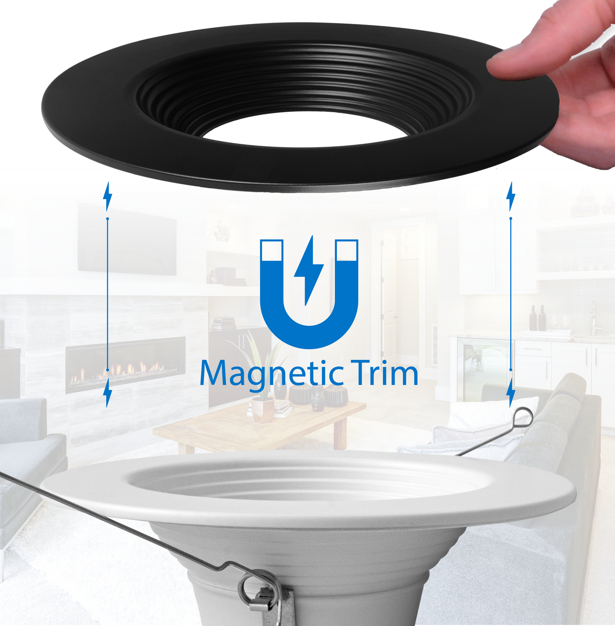 NICOR LIGHTING DLR56612120SBKBF DLR56(v6) 5/6-inch Black 1200 Lumen Selectable Recessed LED Downlight with Baffle