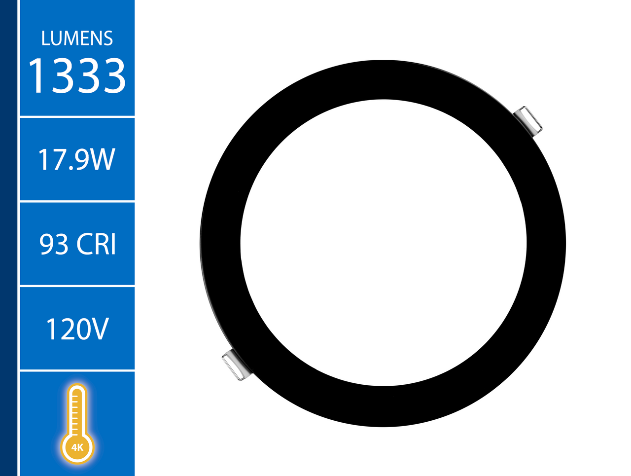 NICOR LIGHTING REL811204KRDBK REL Series 8 in. Round Black Canless LED Downlight in 4000K