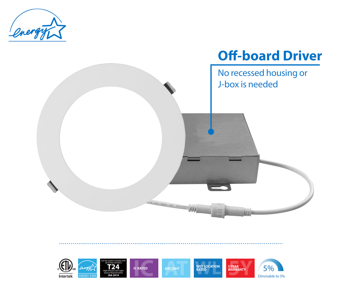 NICOR LIGHTING REL611204KRDWH REL Series 6 in. Round White Canless LED Downlight in 4000K