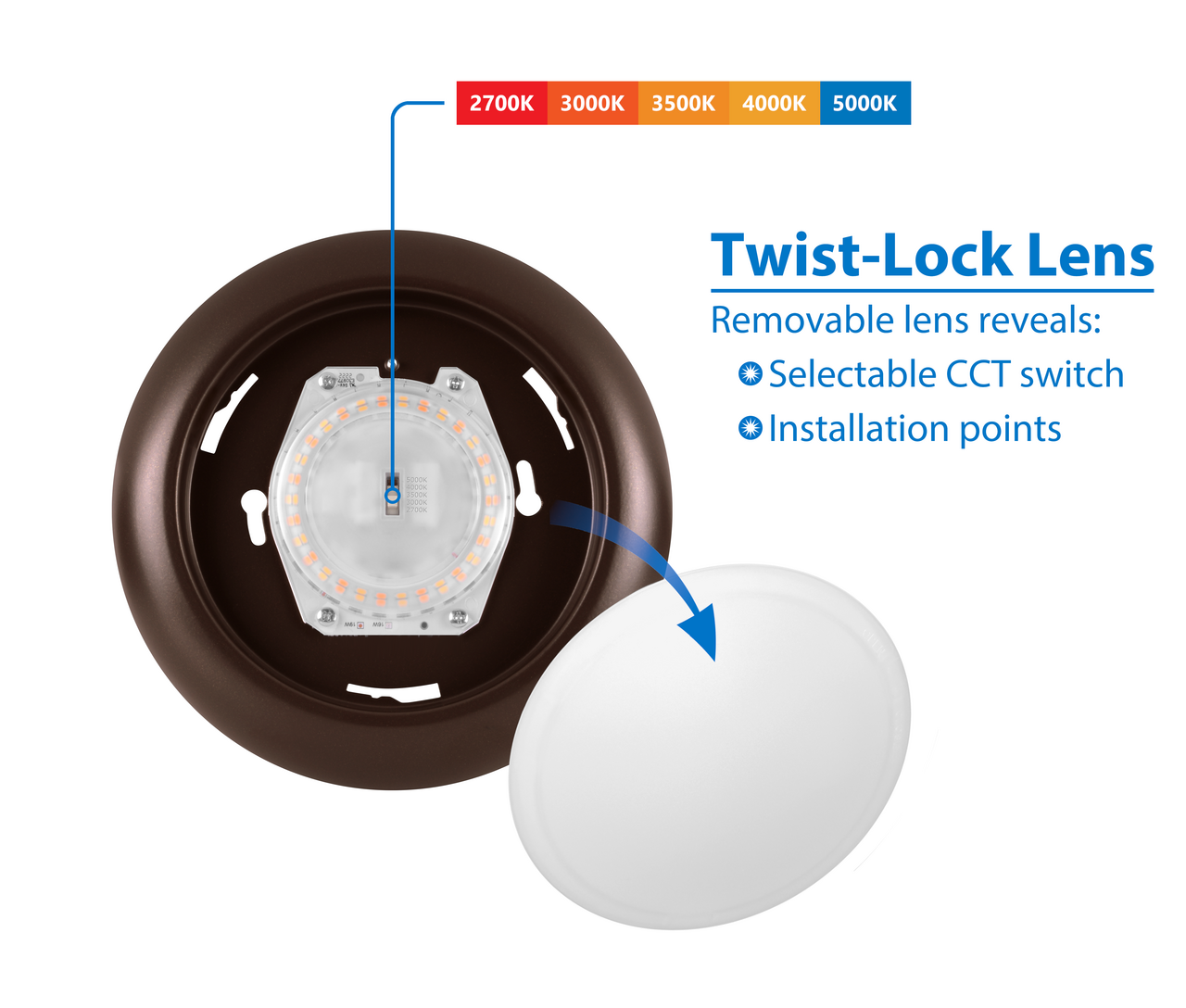 NICOR LIGHTING RSD561120SOB RSD Selectable 5/6 in. Oil-Rubbed Bronze Surface Mount LED Downlight