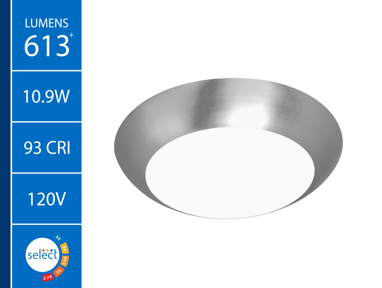 NICOR LIGHTING RSD41120SNK RSD Selectable 4 in. Nickel Surface Mount LED Downlight