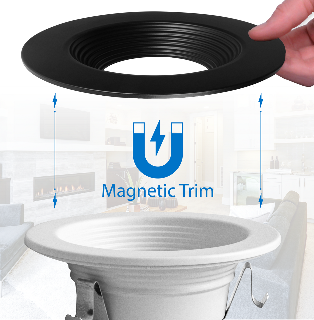 NICOR LIGHTING DLR46071203KBKBF DLR4(v6) 4-inch Black 3000K Recessed LED Downlight with Baffle