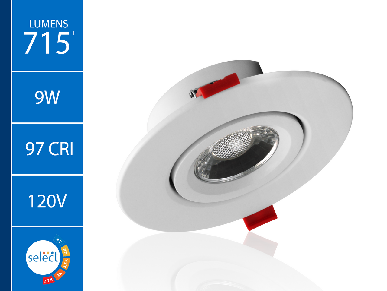 NICOR LIGHTING DGC43120SRDWH DGC 4-inch White Selectable Canless Adjustable Gimbal LED Recessed Downlight