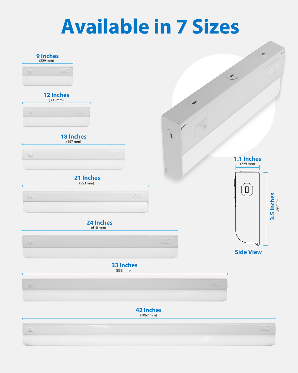 NICOR LIGHTING UCB118SWH UCB Series 18-inch White Selectable LED Under Cabinet Light with On/Off Switch