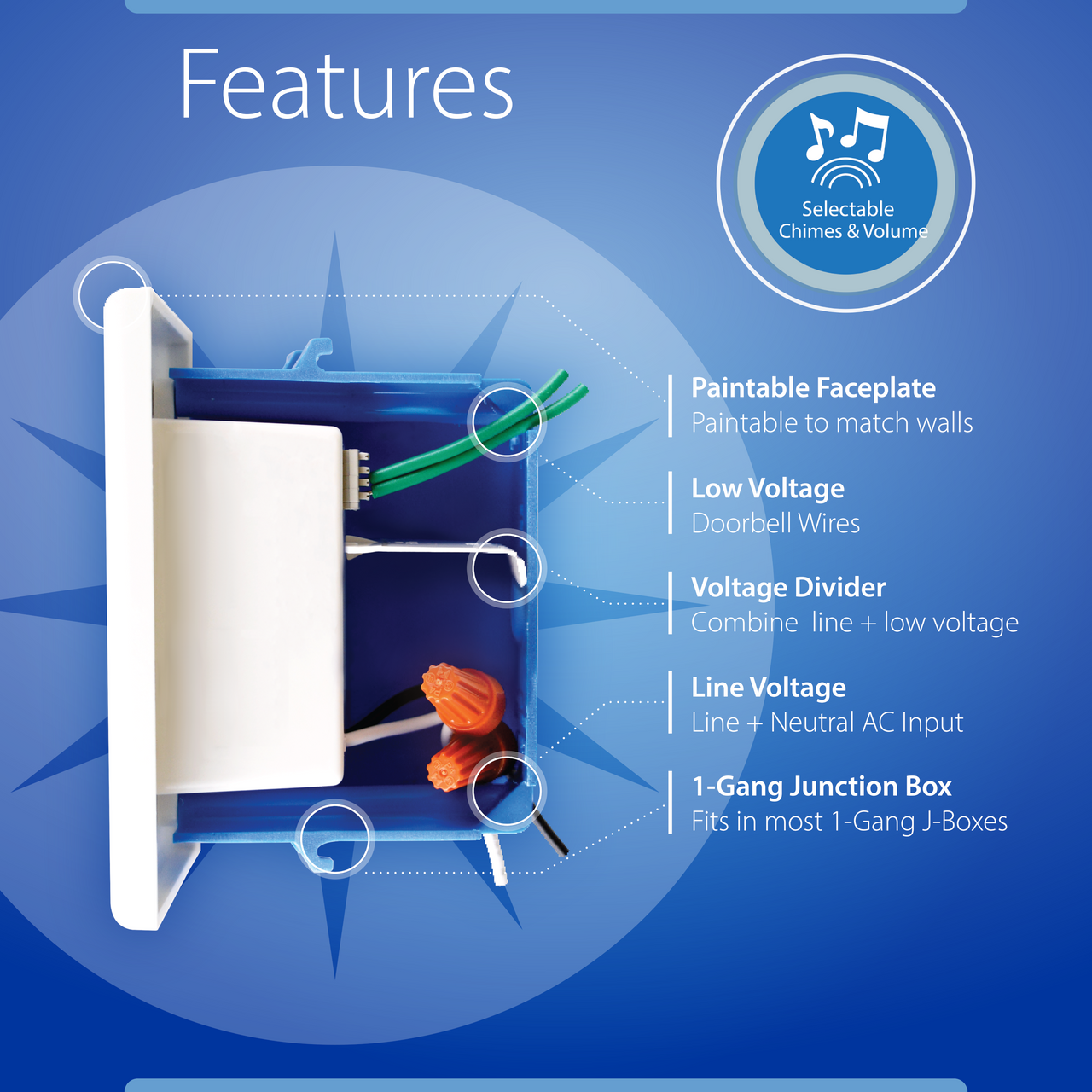 NICOR LIGHTING EDC1120SBBZ Single-Gang Electronic Door Chime Kit with Architectural Bronze Stucco Button
