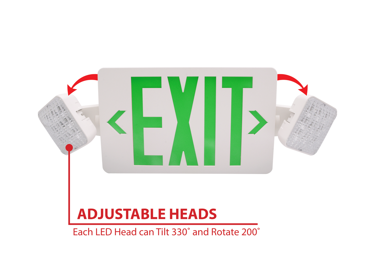 NICOR LIGHTING ECL310UNVWHG2SD ECL3 Self-Diagnostic LED Emergency Exit Sign Combo  Green Lettering