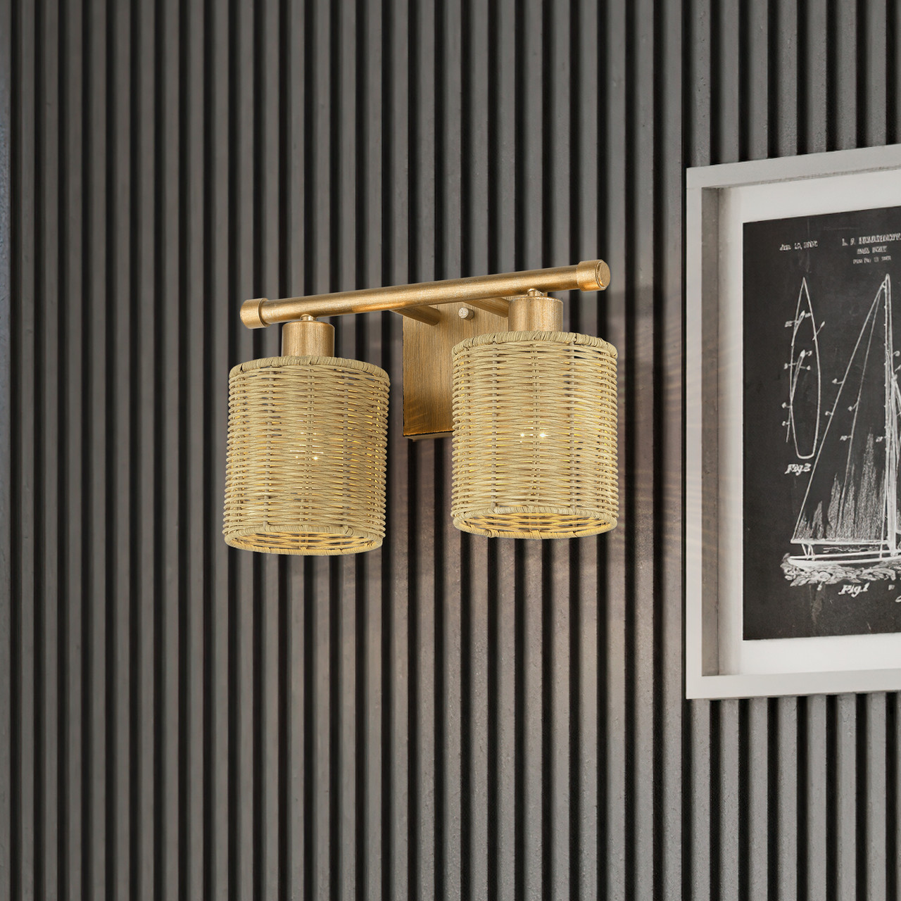 LIVEX LIGHTING 13702-48 2 Light Antique Gold Leaf Vanity Sconce