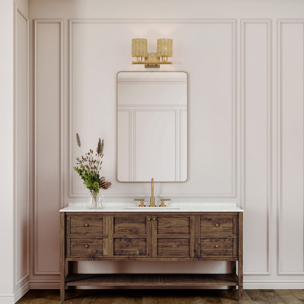 LIVEX LIGHTING 13702-48 2 Light Antique Gold Leaf Vanity Sconce