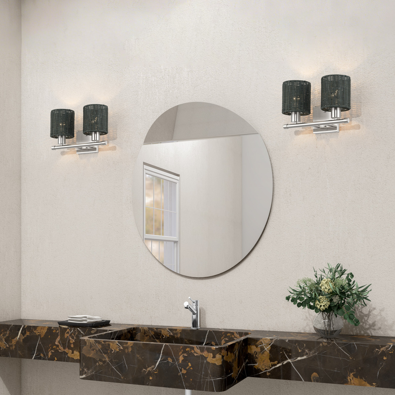 LIVEX LIGHTING 13717-91 2 Light Brushed Nickel Vanity Sconce