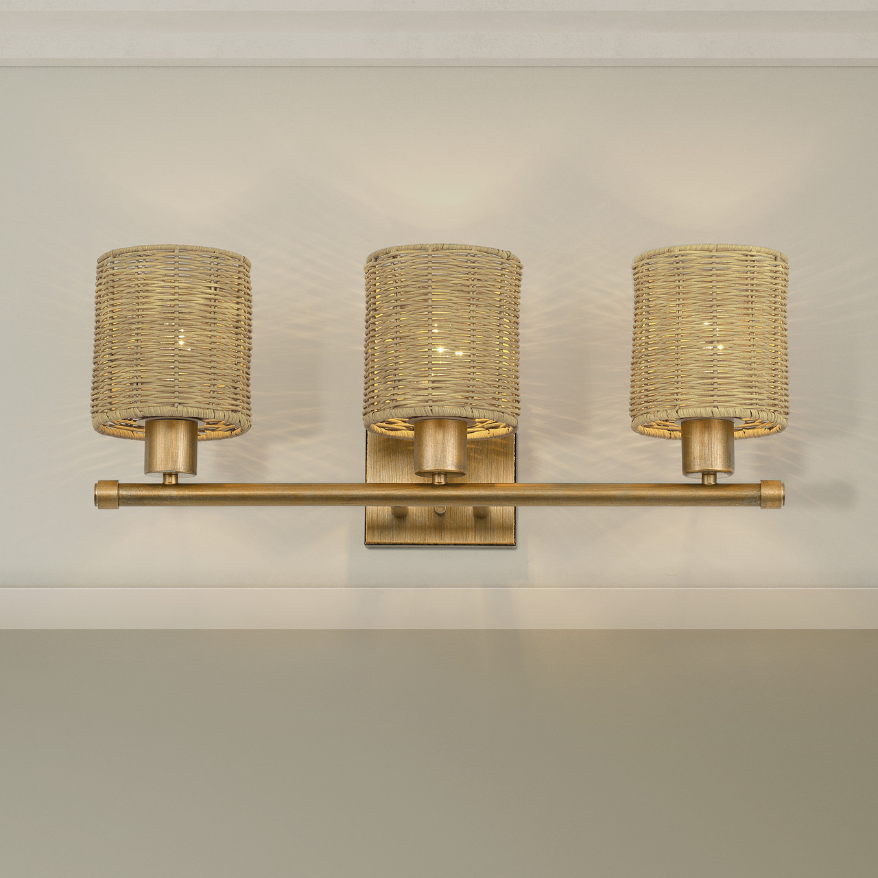 LIVEX LIGHTING 13703-48 3 Light Antique Gold Leaf Vanity Sconce