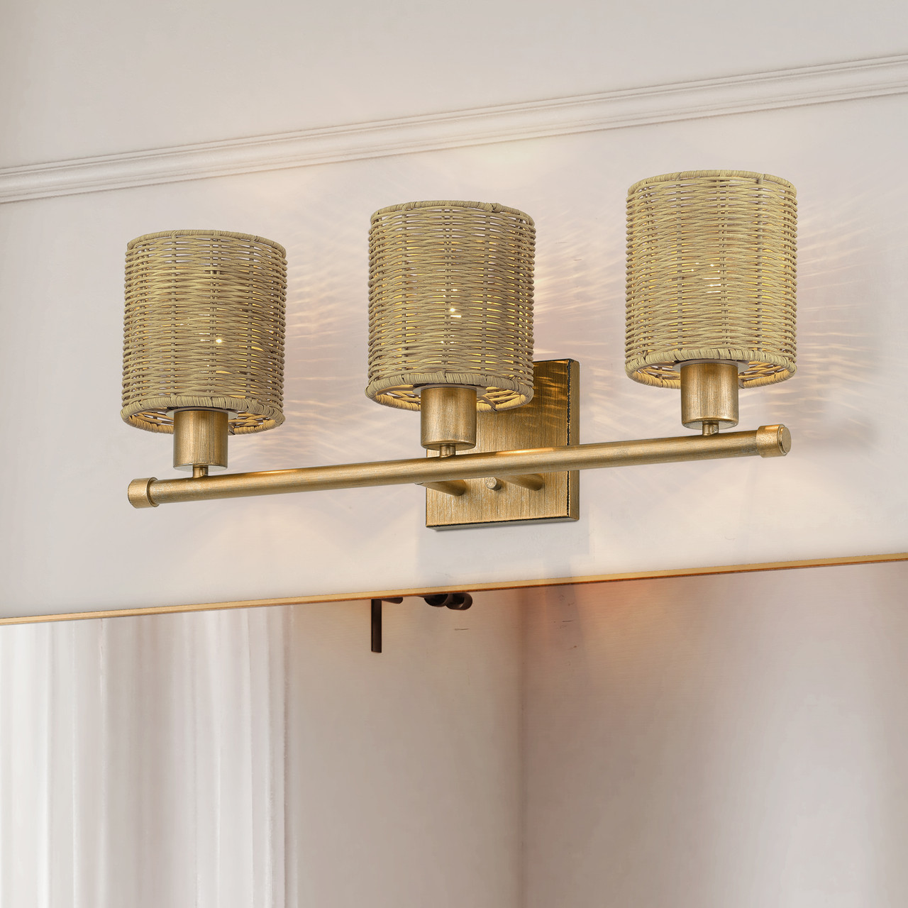 LIVEX LIGHTING 13703-48 3 Light Antique Gold Leaf Vanity Sconce