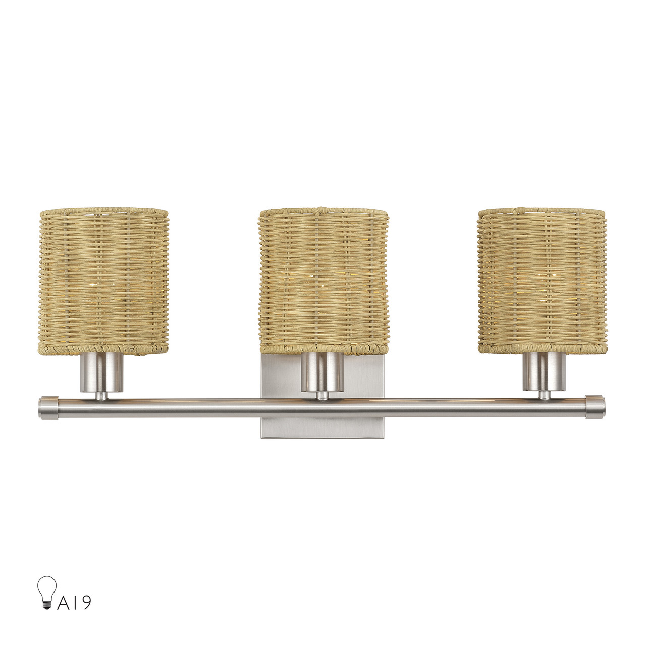 LIVEX LIGHTING 13703-91 3 Light Brushed Nickel Vanity Sconce