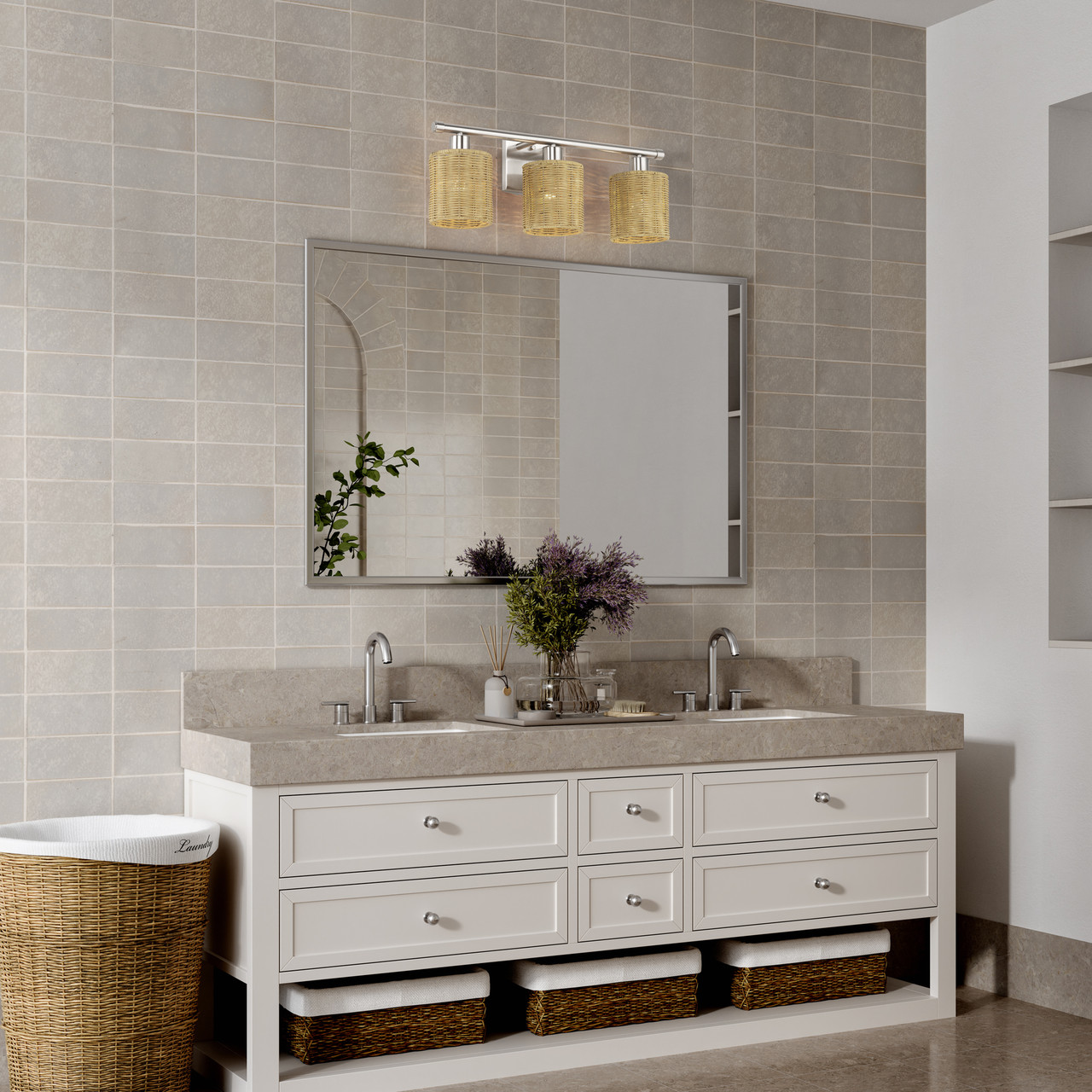 LIVEX LIGHTING 13703-91 3 Light Brushed Nickel Vanity Sconce