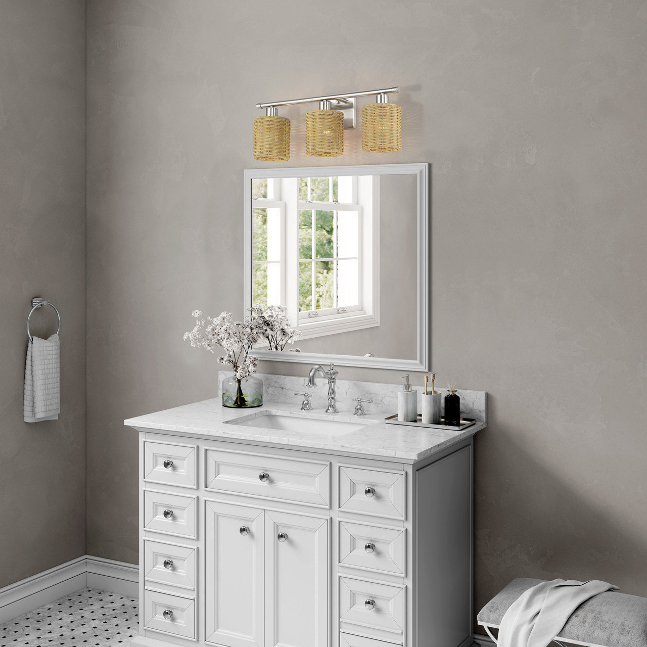 LIVEX LIGHTING 13703-91 3 Light Brushed Nickel Vanity Sconce