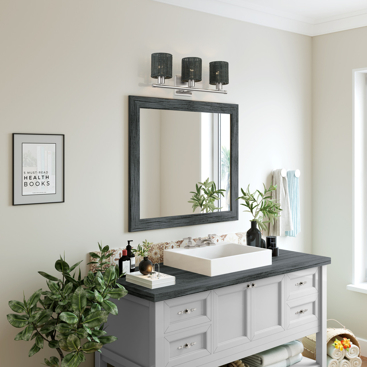 LIVEX LIGHTING 13718-91 3 Light Brushed Nickel Vanity Sconce