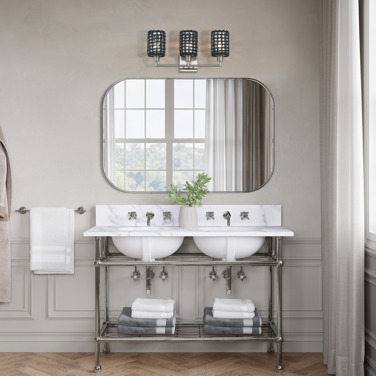 LIVEX LIGHTING 14043-91 3 Light Brushed Nickel Vanity Sconce