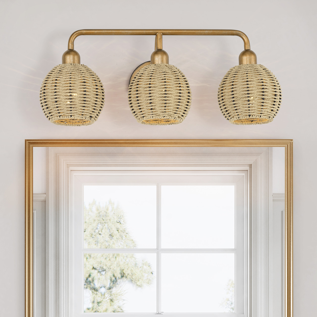 LIVEX LIGHTING 13683-48 3 Light Antique Gold Leaf Vanity Sconce