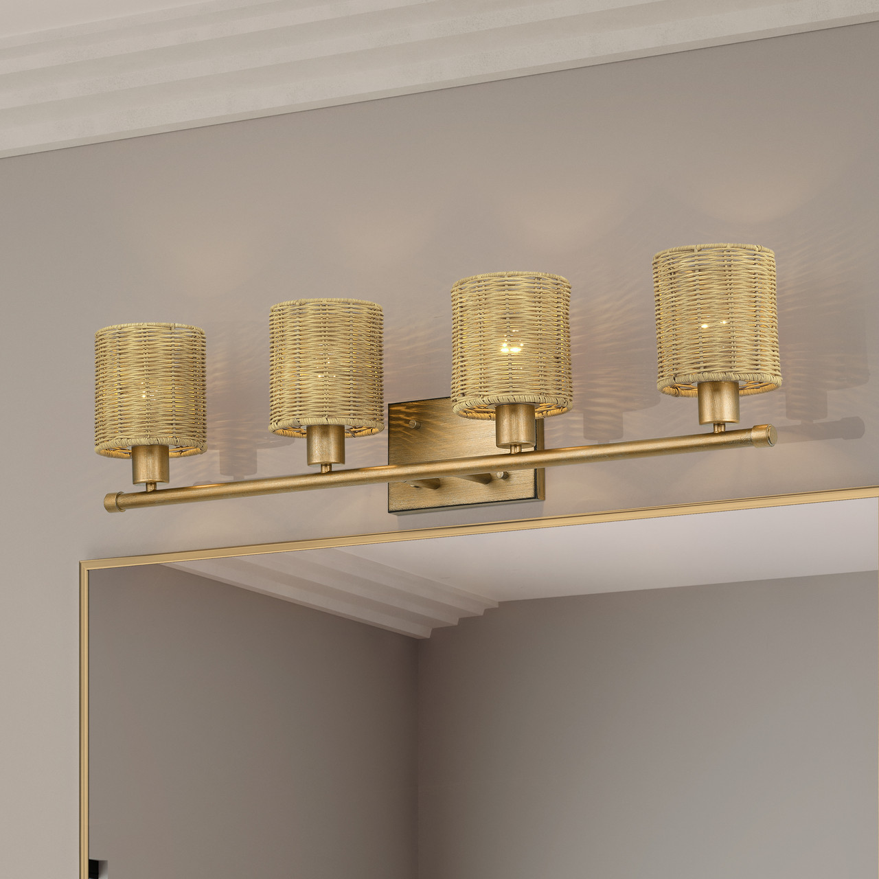 LIVEX LIGHTING 13704-48 4 Light Antique Gold Leaf Large Vanity Sconce