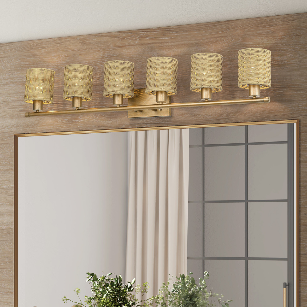 LIVEX LIGHTING 13706-48 6 Light Antique Gold Leaf Extra Large Vanity Sconce