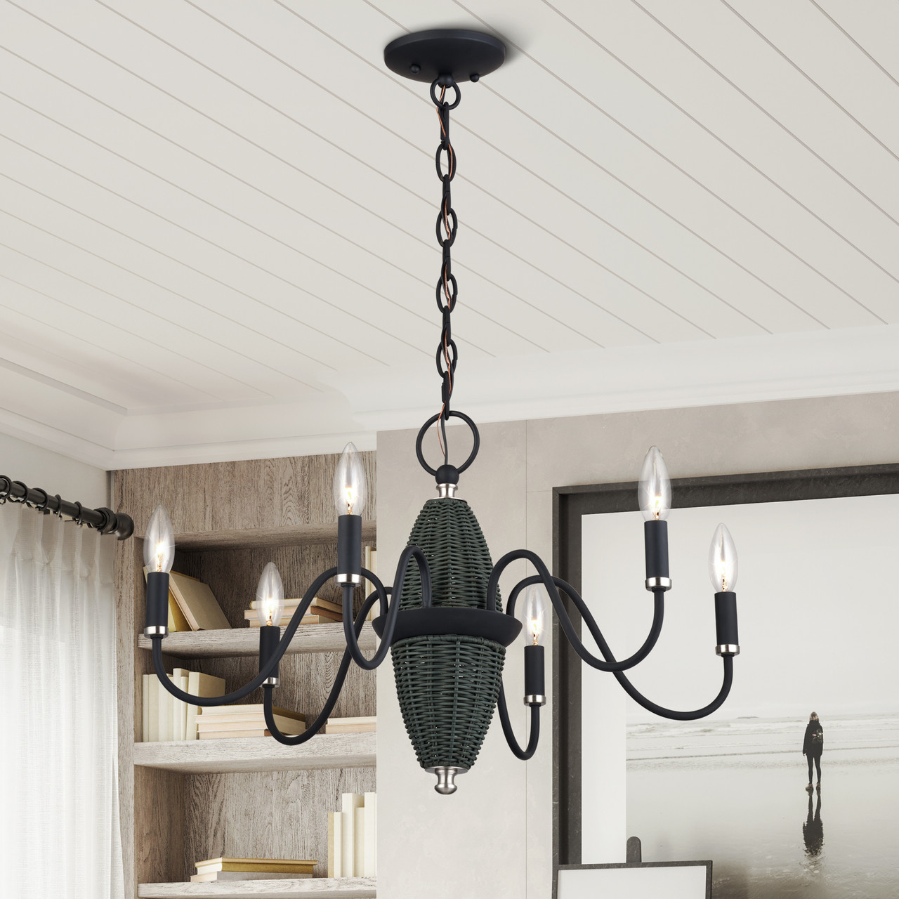 LIVEX LIGHTING 60002-04 6 Light Black Chandelier