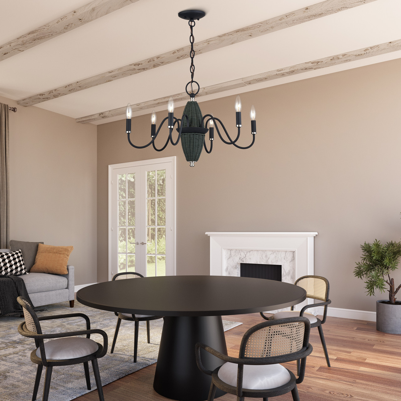 LIVEX LIGHTING 60002-04 6 Light Black Chandelier