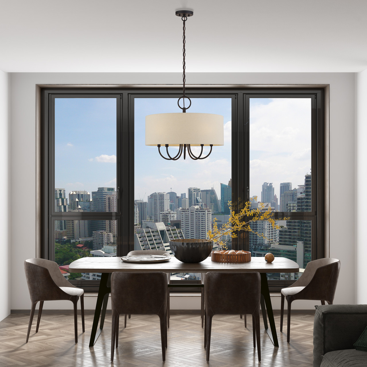 LIVEX LIGHTING 58865-07 5 Light Bronze Pendant Chandelier