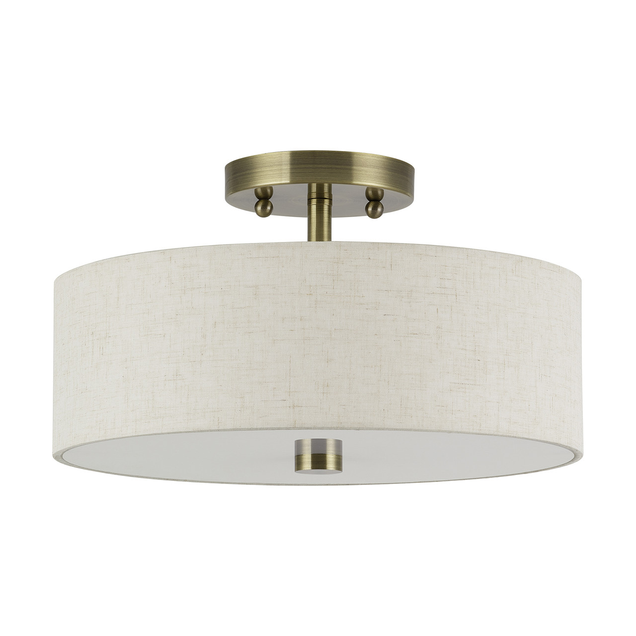 LIVEX LIGHTING 52134-01 2 Light Antique Brass Medium Semi-Flush