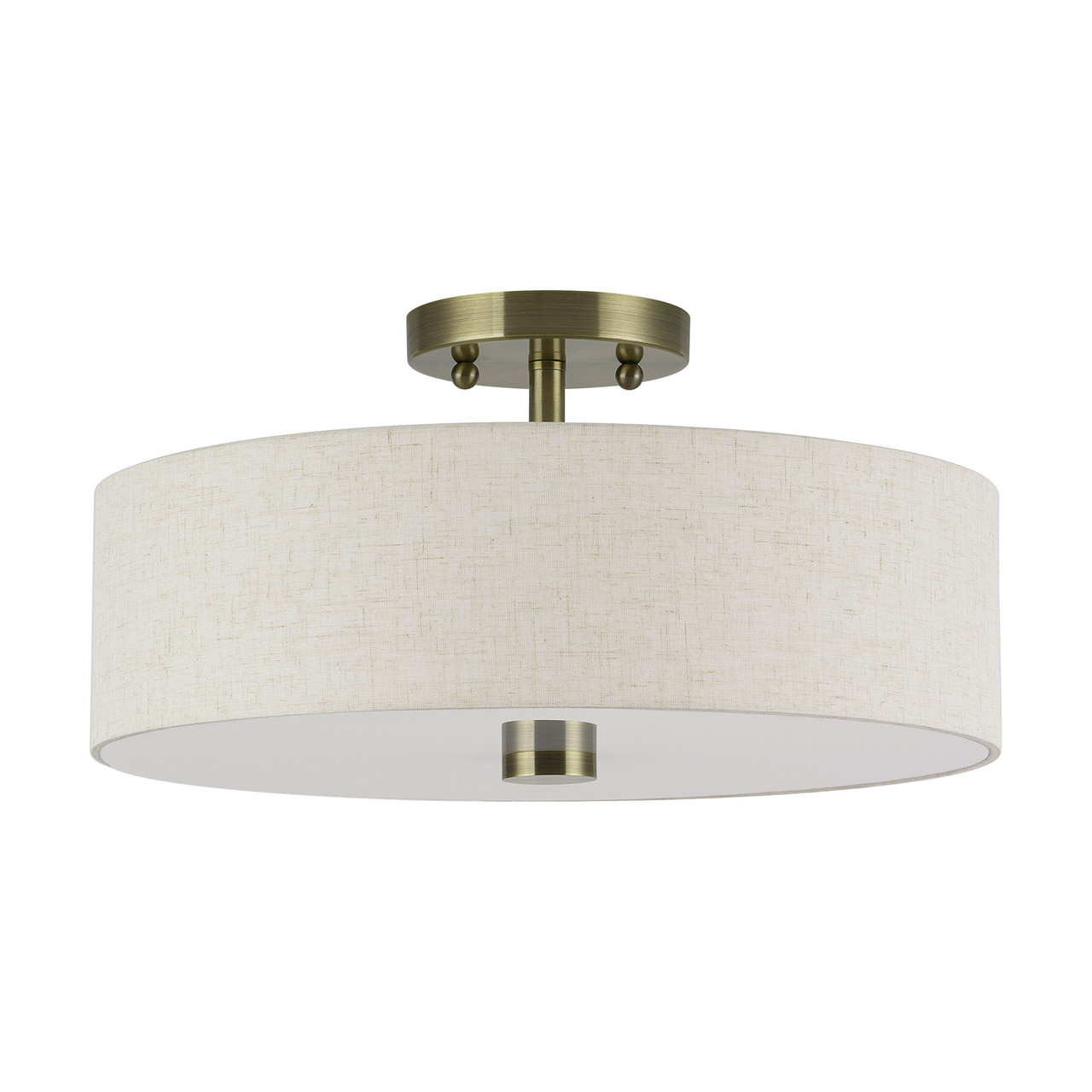 LIVEX LIGHTING 52135-01 3 Light Antique Brass Large Semi-Flush