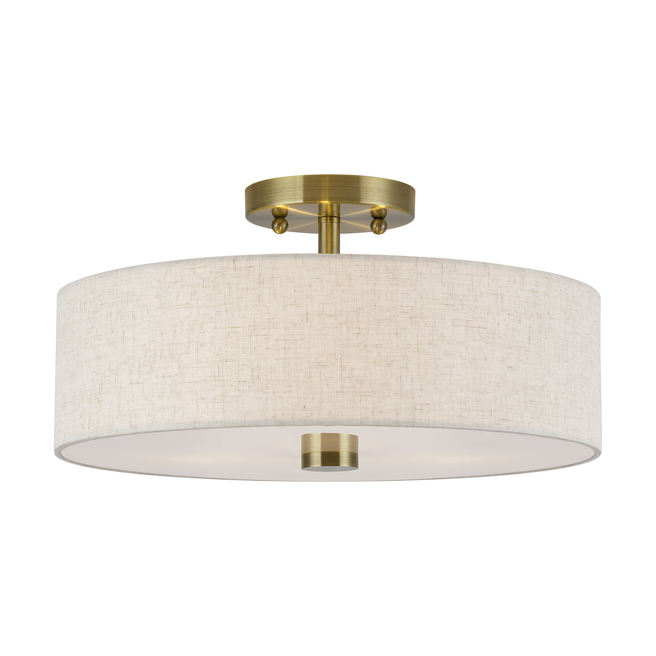 LIVEX LIGHTING 52135-01 3 Light Antique Brass Large Semi-Flush