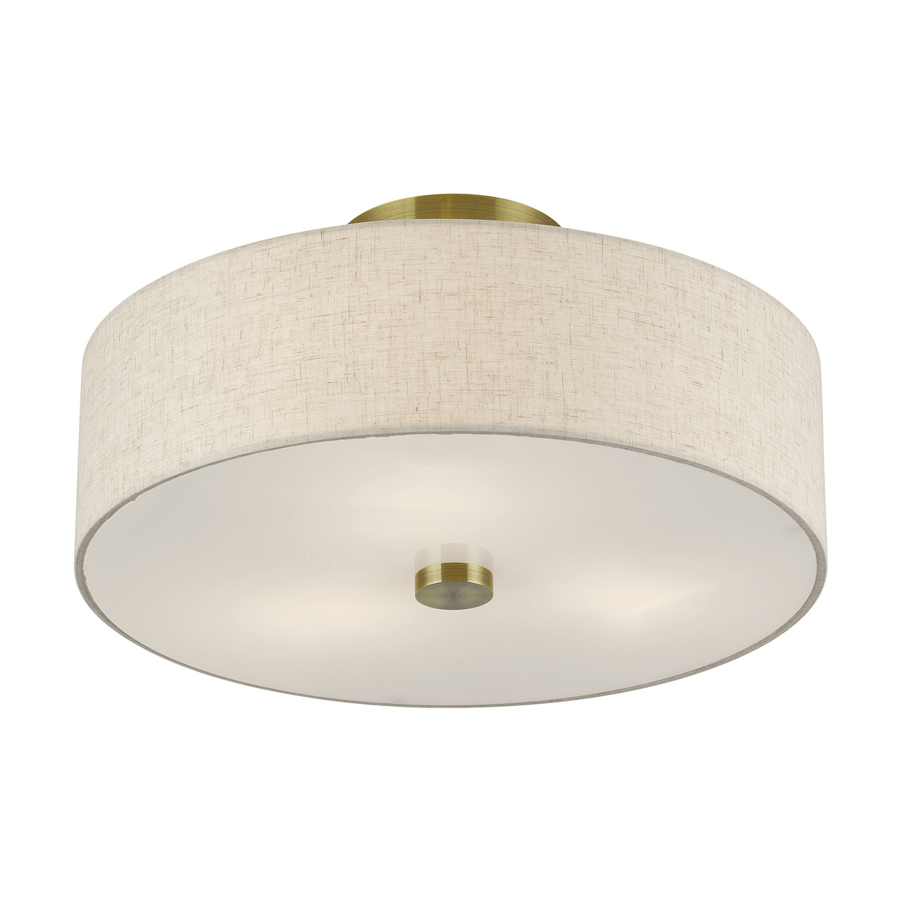 LIVEX LIGHTING 52135-01 3 Light Antique Brass Large Semi-Flush