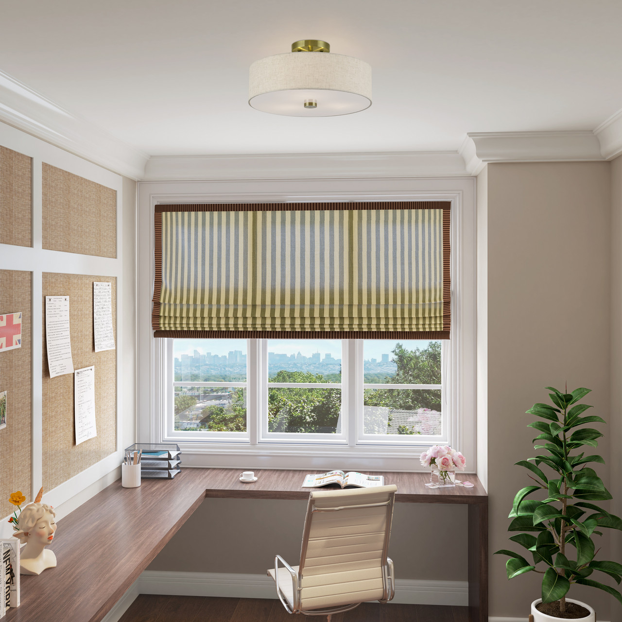 LIVEX LIGHTING 52135-01 3 Light Antique Brass Large Semi-Flush