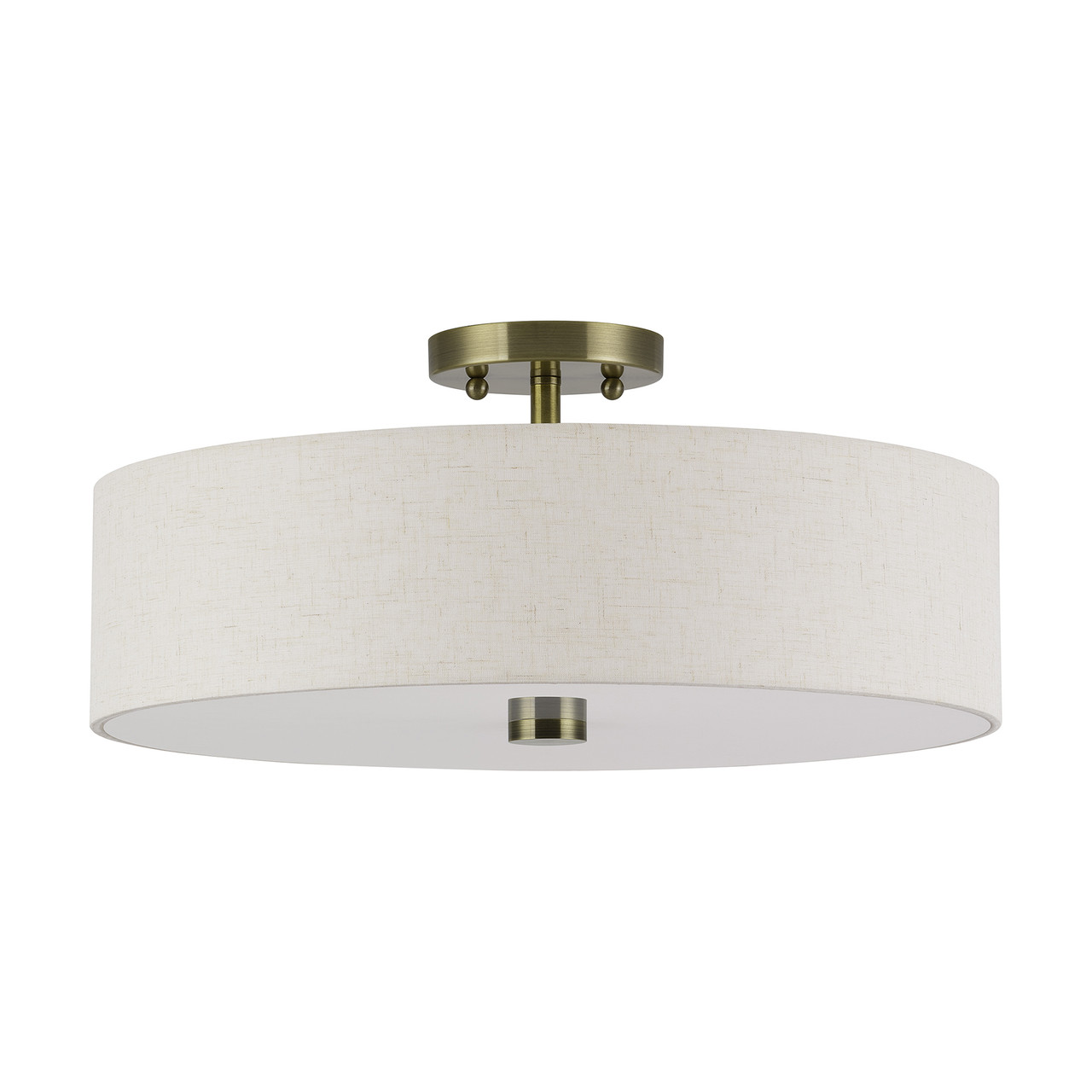 LIVEX LIGHTING 52136-01 4 Light Antique Brass Large Semi-Flush