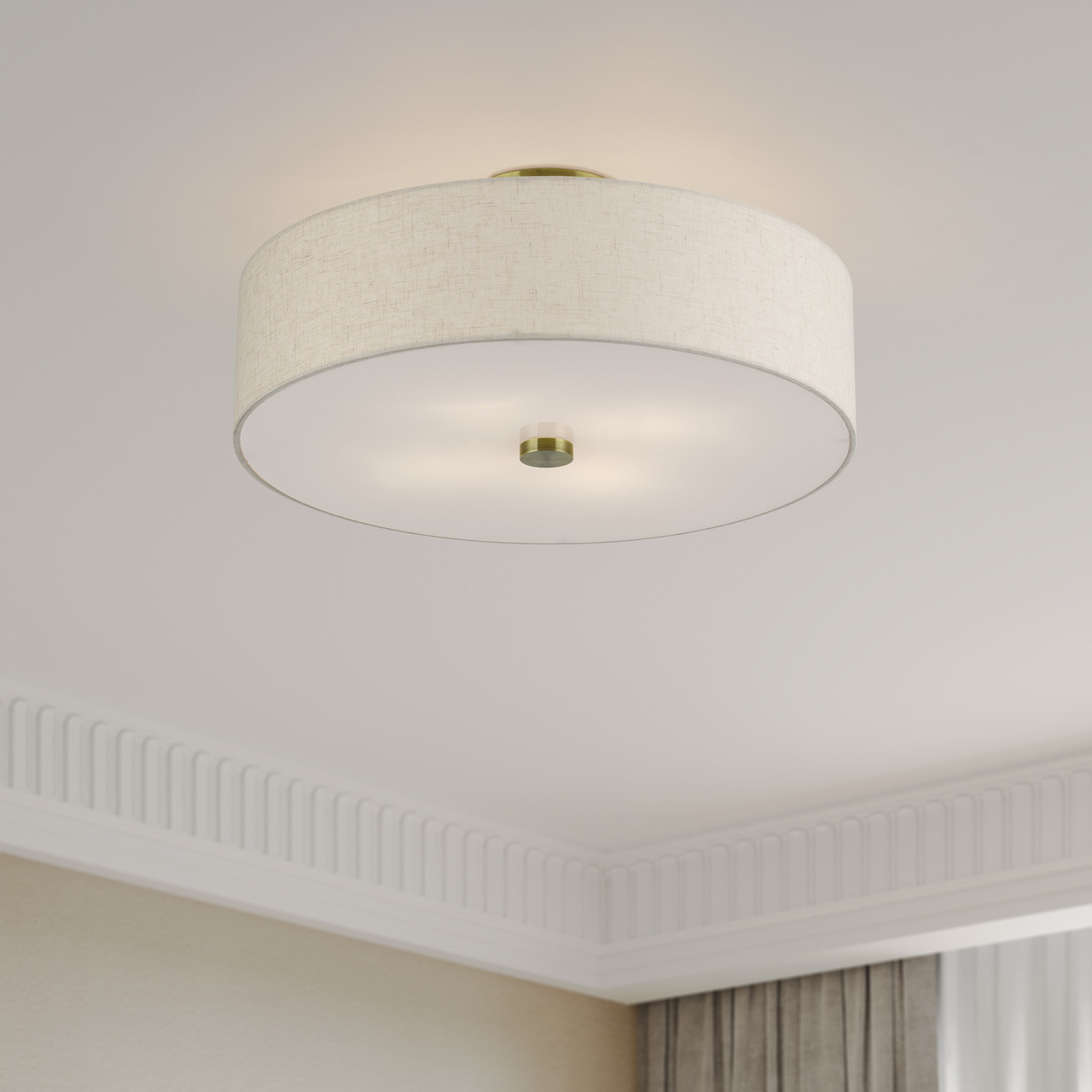 LIVEX LIGHTING 52136-01 4 Light Antique Brass Large Semi-Flush