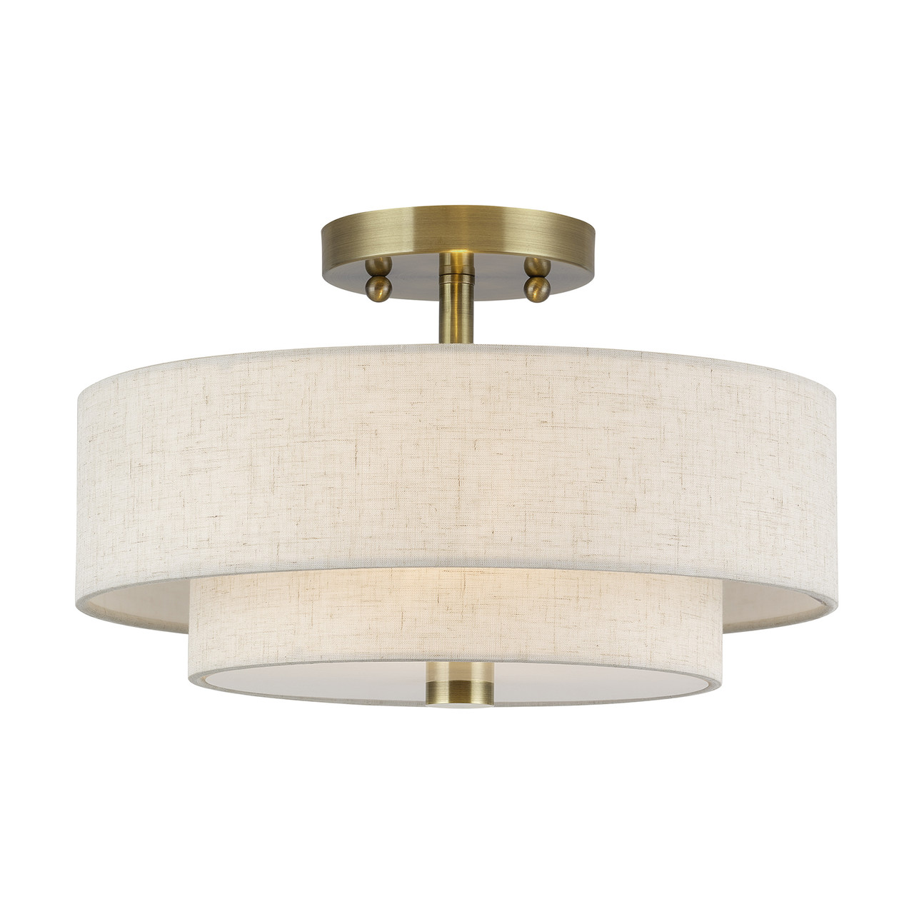 LIVEX LIGHTING 51083-01 2 Light Antique Brass Medium Semi-Flush
