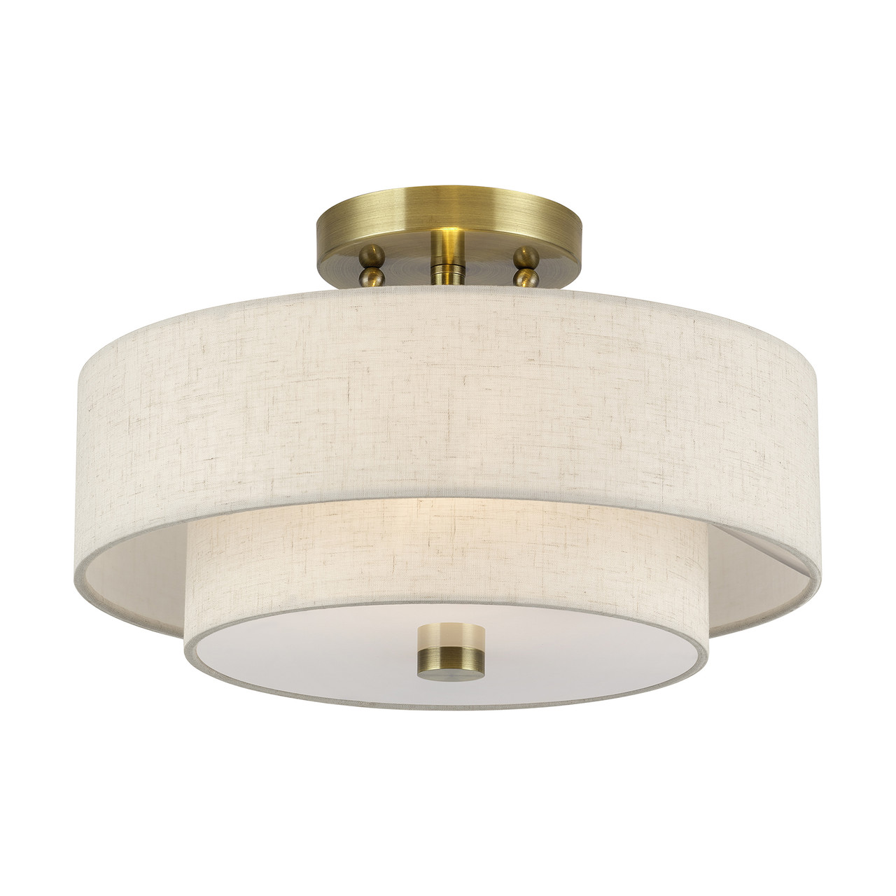LIVEX LIGHTING 51083-01 2 Light Antique Brass Medium Semi-Flush