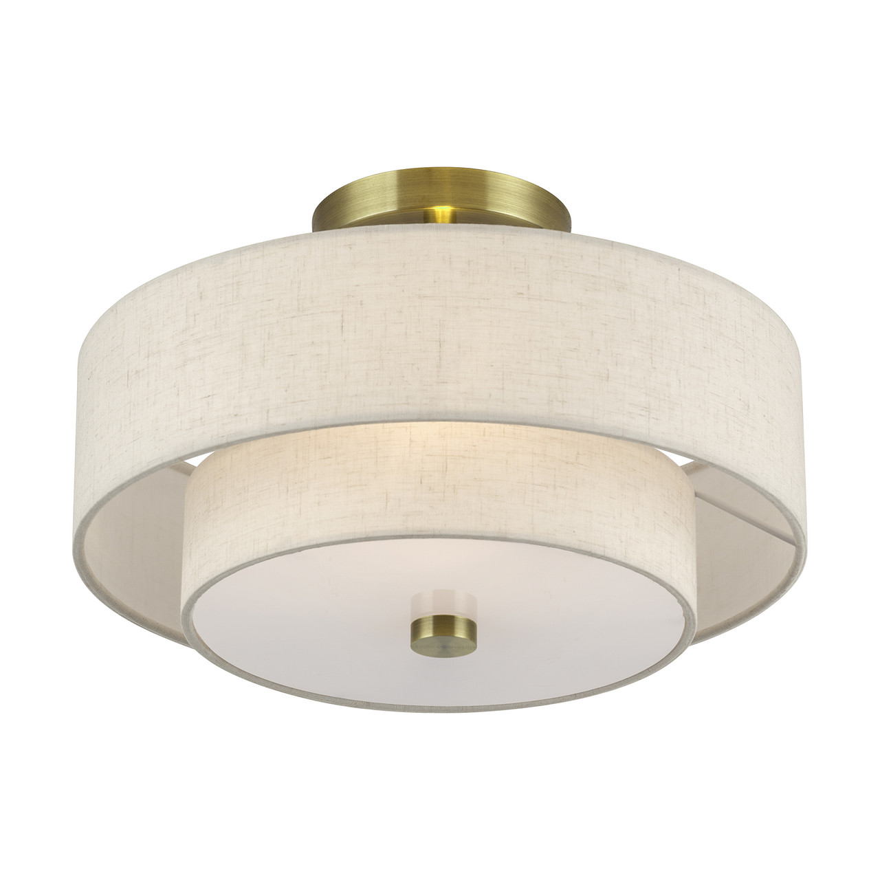 LIVEX LIGHTING 51083-01 2 Light Antique Brass Medium Semi-Flush