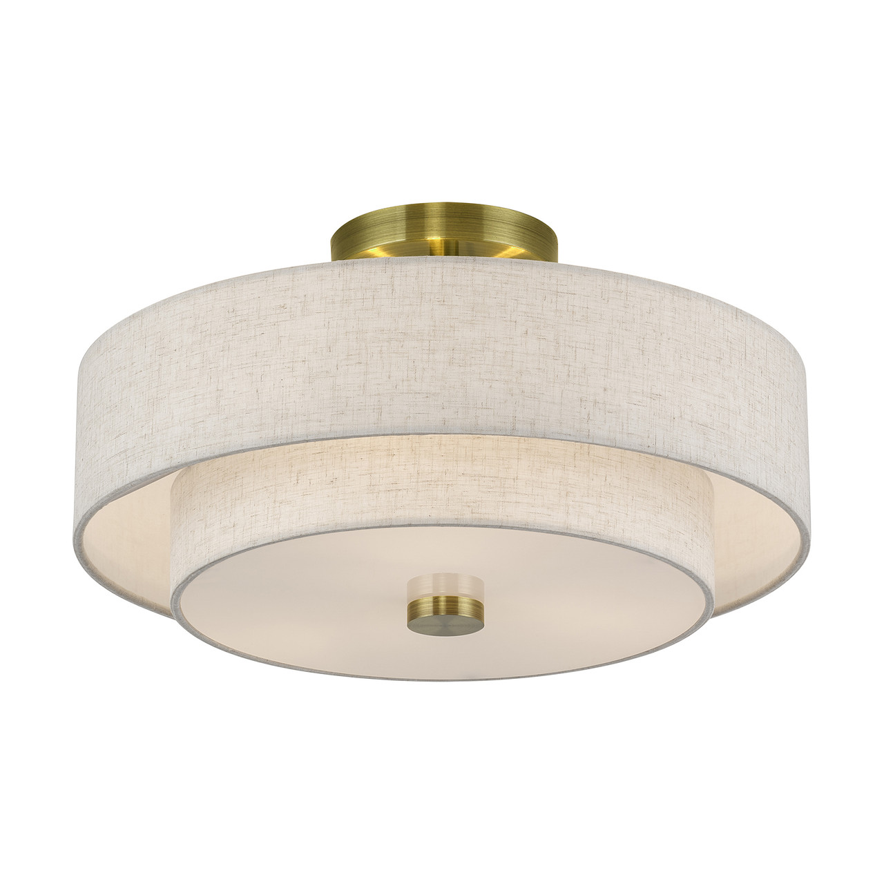 LIVEX LIGHTING 51084-01 3 Light Antique Brass Large Semi-Flush