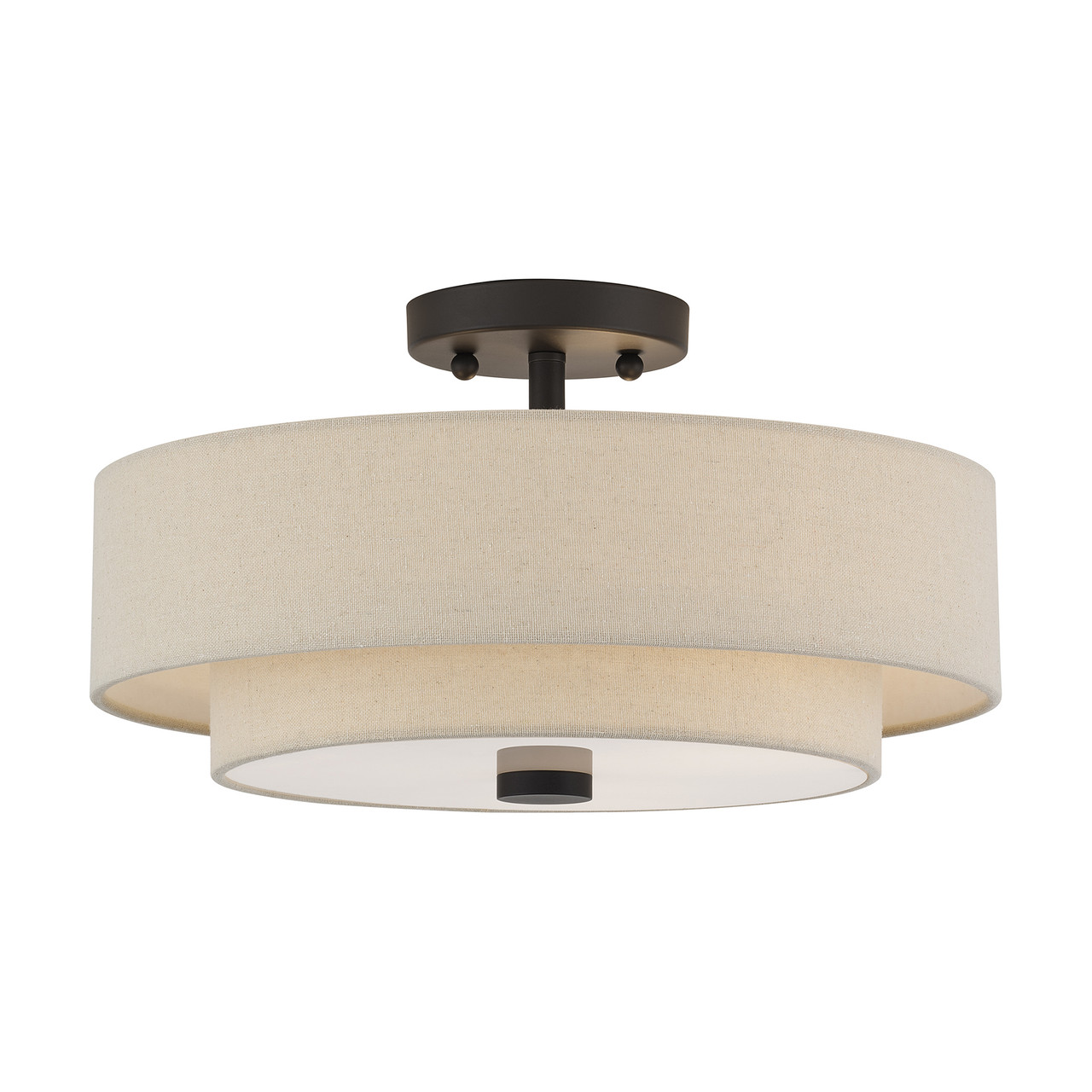 LIVEX LIGHTING 58854-07 3 Light Bronze Large Semi-Flush