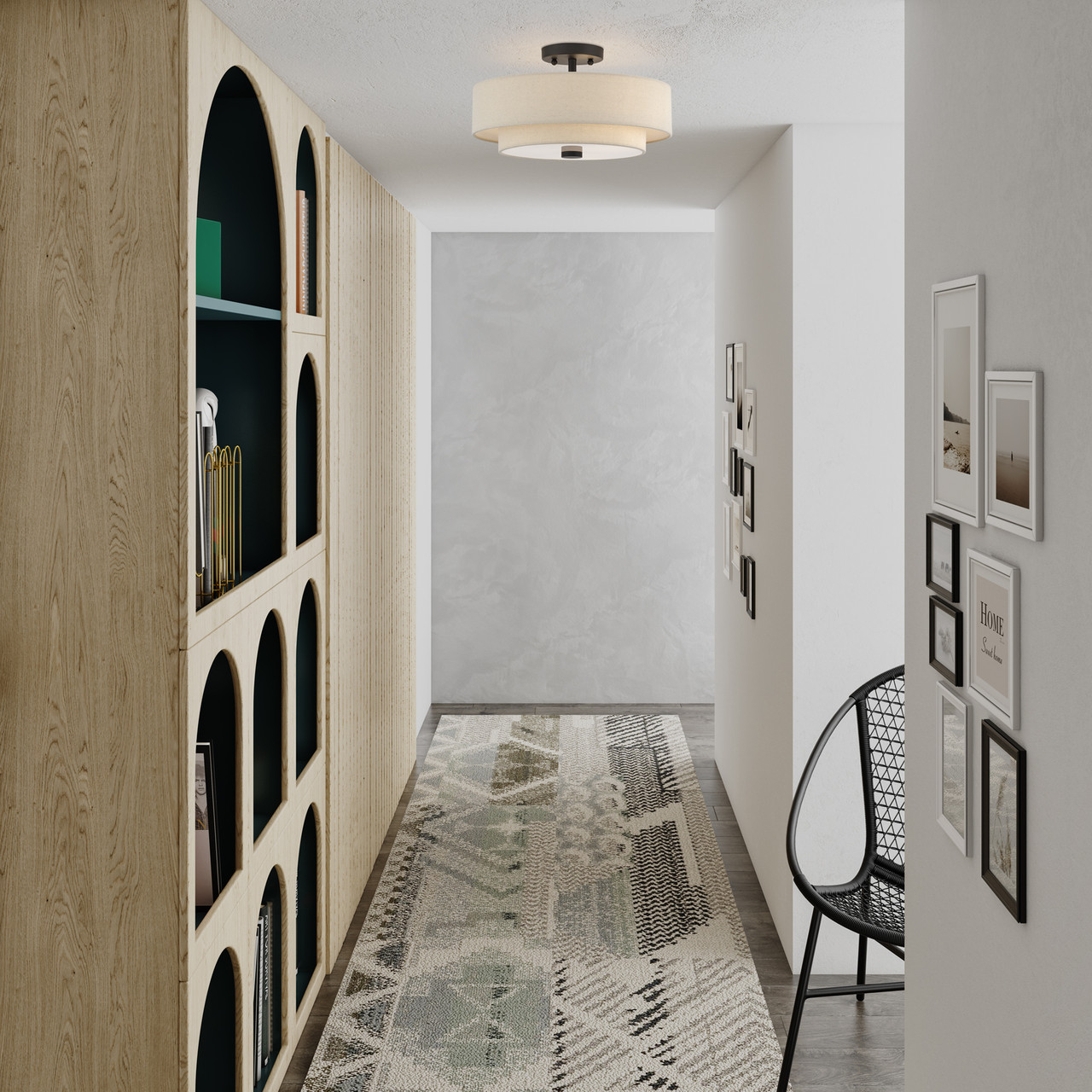 LIVEX LIGHTING 58854-07 3 Light Bronze Large Semi-Flush