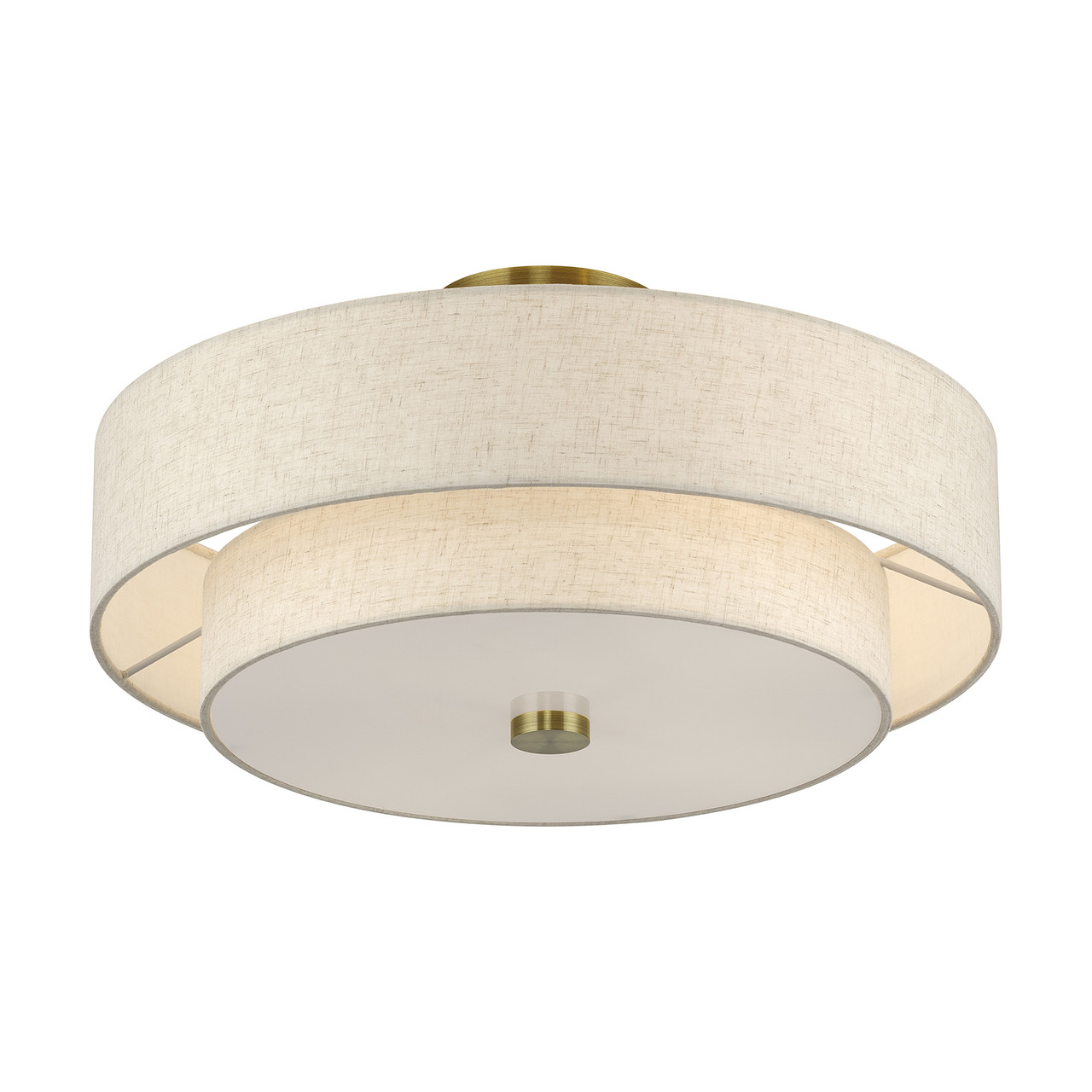 LIVEX LIGHTING 51085-01 4 Light Antique Brass Large Semi-Flush