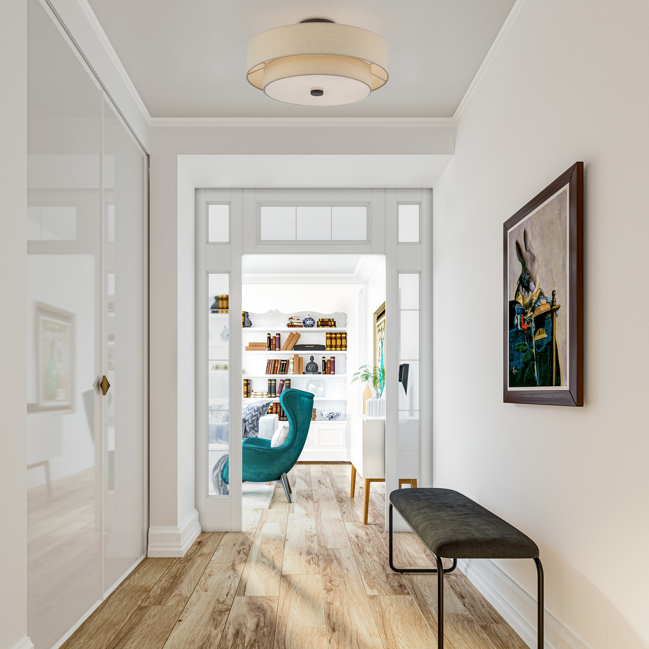 LIVEX LIGHTING 58855-07 4 Light Antique Gold Leaf Large Semi-Flush