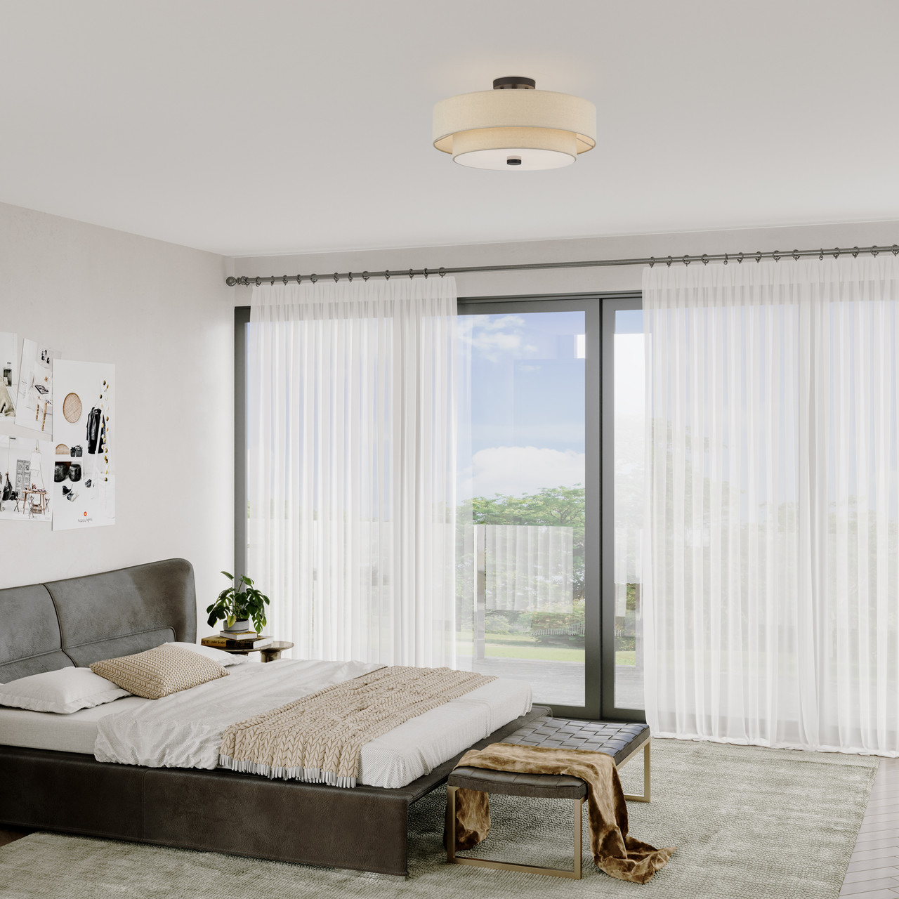 LIVEX LIGHTING 58855-07 4 Light Antique Gold Leaf Large Semi-Flush