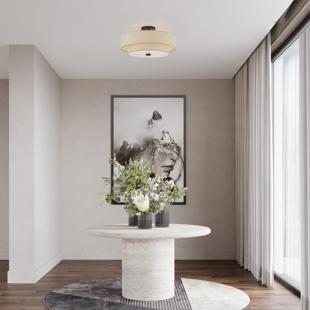 LIVEX LIGHTING 58855-07 4 Light Antique Gold Leaf Large Semi-Flush