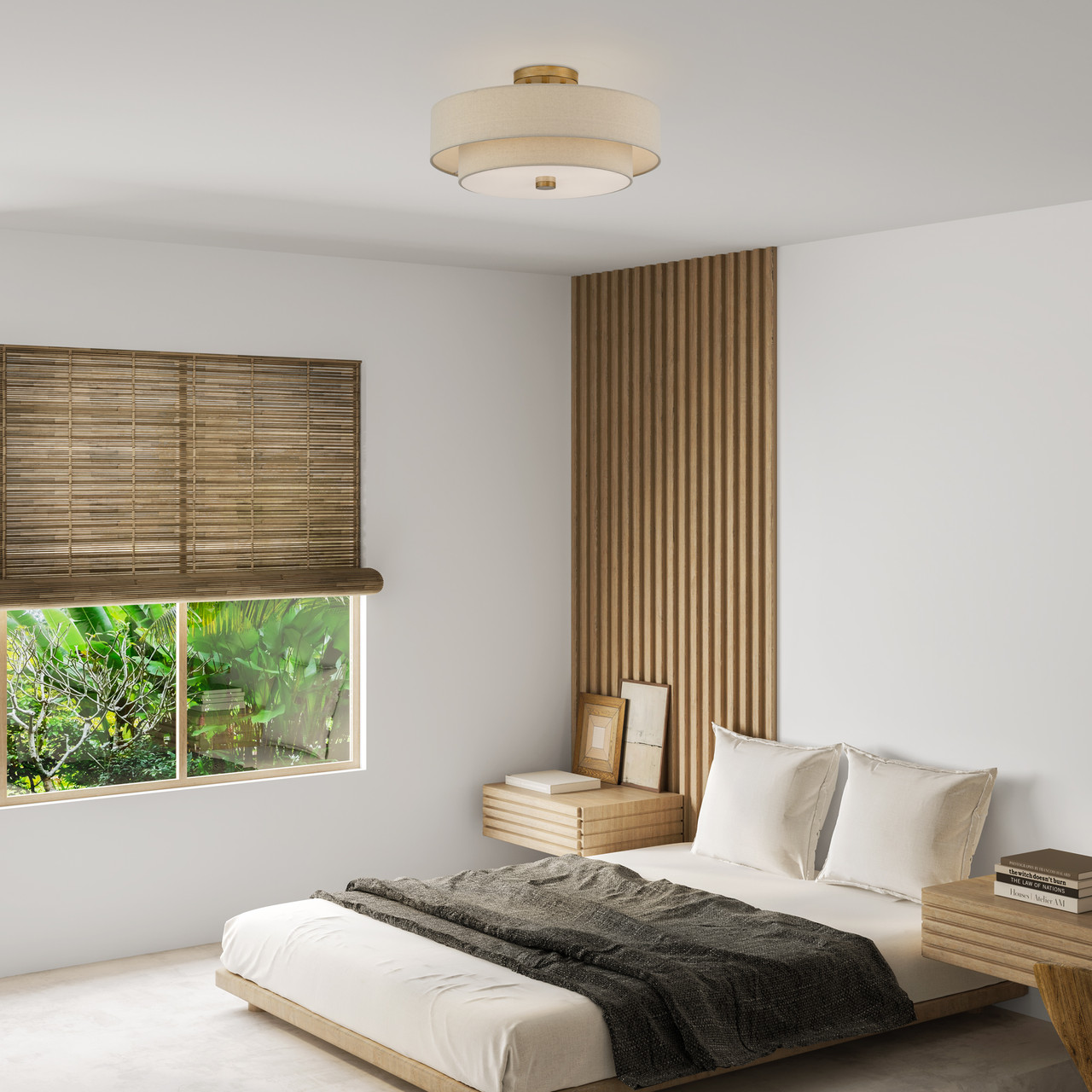 LIVEX LIGHTING 58855-48 4 Light Antique Gold Leaf Large Semi-Flush