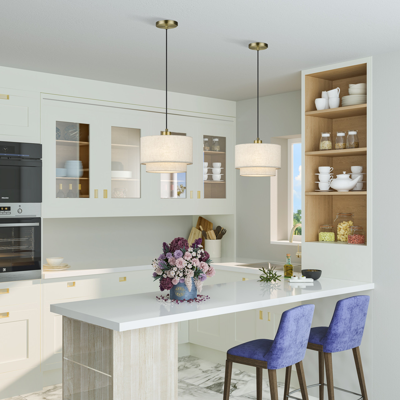 LIVEX LIGHTING 41941-01 1 Light Antique Brass Pendant