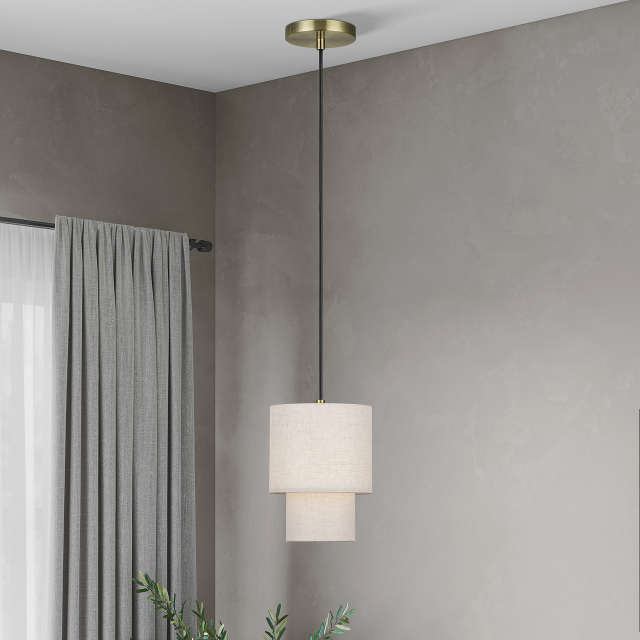 LIVEX LIGHTING 51089-01 1 Light Antique Brass Mini Pendant
