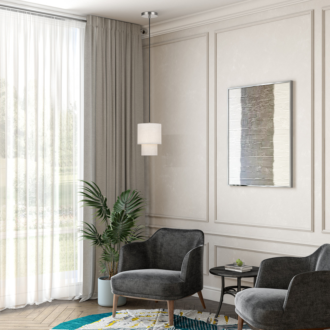 LIVEX LIGHTING 51089-91 1 Light Brushed Nickel Mini Pendant